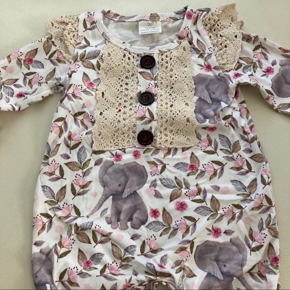 Boutique Embroidered Ruffles Elephant 🐘 Romper - Picture 3 of 6
